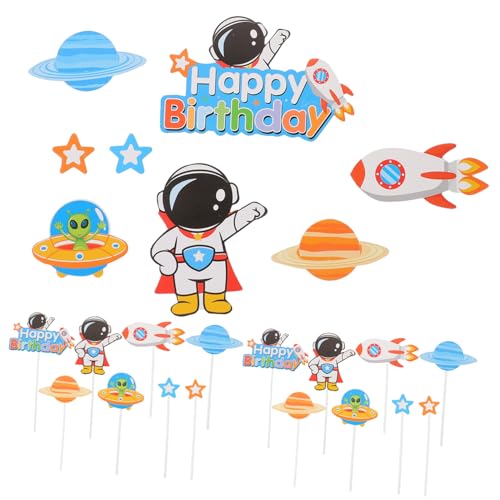 BESTonZON 3 Sets Kucheneinsatz Astronauten Partyzubehör Alles Zum Geburtstag Partyzubehör Weltraum Astronauten Cupcake Topper Geburtstagskuchendekorationen Weltraum von BESTonZON