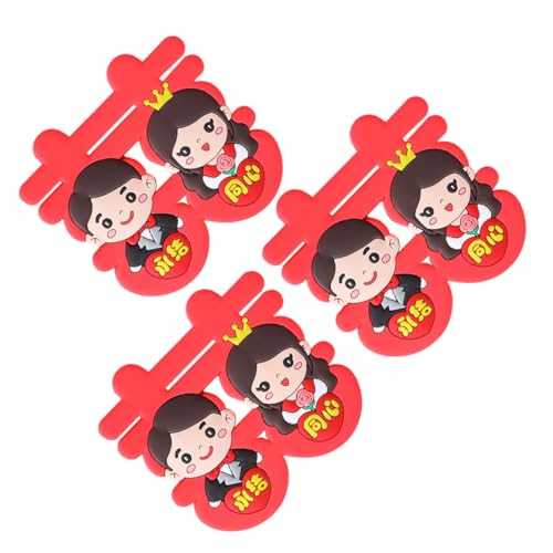 BESTonZON 3 Stk Hochzeitstorte Dekoration Chinesisches Dekor Miniaturdekoration Braut Bräutigam Kuchen Dekor Liebe Cupcake-picks Chinoiserie-dekor Für Paare Rot Weiches Gummi von BESTonZON