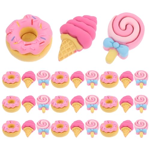 BESTonZON 30St Schmuck Dekoration Süßigkeiten-Anhänger Donut- Kleiner Flatback-Charm Cabochons Kawaii kartenetui Handy schmuckherstellung Flatback-Donuts- Haarspange DIY Harz von BESTonZON