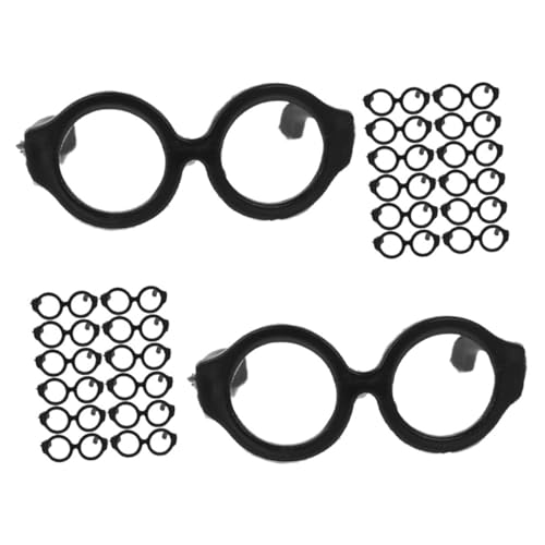 BESTonZON 30st Puppenbrille Miniatur-Brillen-Requisiten Puppe Verkleiden Zubehör Brille Zum Anziehen Der Puppe Puppengläser Zur Dekoration Puppe Mini-Brille Puppenzubehör Black Plastik von BESTonZON