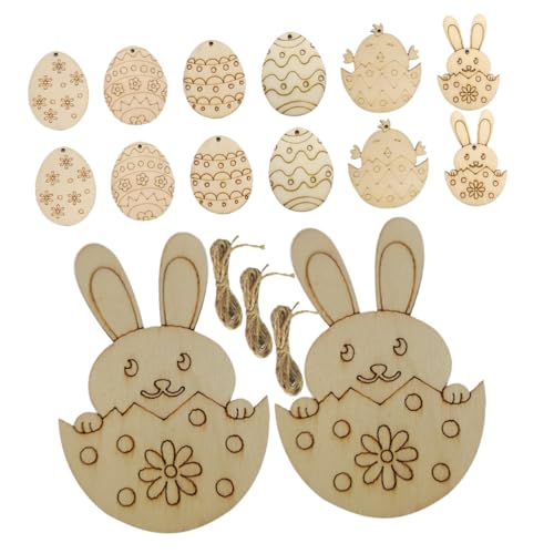 BESTonZON 36St Ostereier basteln für Ostern basteln zu Ostern Geschenkideen für Ostern Osterhandwerk Faux weihnachtsgrün Nr Baum -Bastelbedarf malen Holzchips Seil Beige von BESTonZON