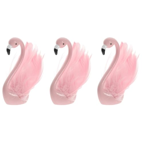 BESTonZON 3St Flamingo-Ornamente Flamingo-Vase Laternen Flamingo-Kuchenaufsatz Flamingo-Dekoration für den Außenbereich Figur Flamingo-Stütze Flamingo-Desktop- Feder Rosa von BESTonZON