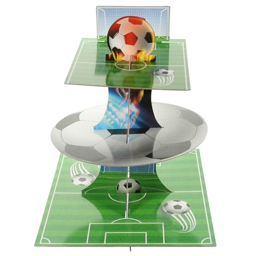 BESTonZON 3St Fußball-Kuchenständer hochzeitsdekoration hohzeitdeko Fußball Kuchenständer Tischdekoration Kuchenstand Cupcake -Stand Rugby Kuchenhalter stehen hoher Tortenständer Papier von BESTonZON