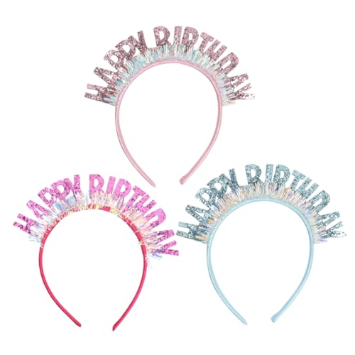 BESTonZON 3St Glitzer-Geburtstags-Hut alles zum geburtstag stirnband Lustige Kopfbedeckung party haarreif birthday crown lustiges Haar-Accessoire dekoratives Stirnband für Kinder Vlies von BESTonZON