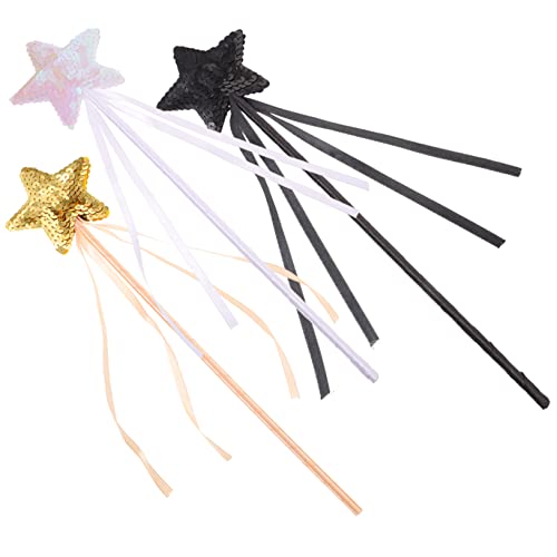 BESTonZON 3St Zauberstab aus Pailletten Sterndekor kinder spielset Kinderspielzeug für Mädchen fairy wand kinderkleider clothes Sternförmiger Feenstab Bühnen-Performance-Requisite Stoff von BESTonZON