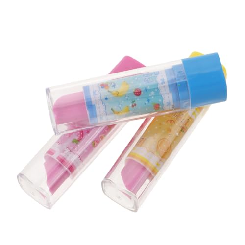 BESTonZON Lippenstift-radiergummi-set 3-teilig Radiergummis mit Fruchtmuster Neuartiges Kinder-briefpapier für Die Schule Zufällige Farbe von BESTonZON