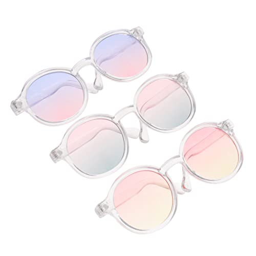 BESTonZON 3st 6 Punkte Puppenbrille Klare Gläser Schwimmpuppe Modepuppe Farbige Sonnenbrille Schnapsgläser Sonnenbrille Zum Anziehen Der Puppe Brille Für Puppe Plastik von BESTonZON