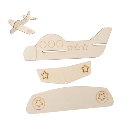 BESTonZON 3st Gekritzelspielzeug Zeichnen Holzbausatz Kinder Spielzeug Flugzeuge Kinderspielzeug Spielzeuge DIY-flugzeugspielzeug Für Kinder Flugzeug Aus Holz Zum Basteln Hölzern von BESTonZON