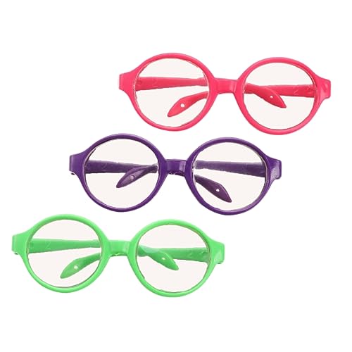 BESTonZON 3st Puppenbrille Puppe Mit Brille Puppe Putzbrille Puppe Verkleiden Zubehör Mädchen Lesebrille Für Puppen Puppe Cosplay Brille Minipuppen-kostümbrille Funkeln Plastik von BESTonZON