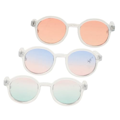 BESTonZON 3st Puppenbrille Puppenhaus Mini-kostümzubehör Puppe Verkleiden Zubehör Brillenzubehör Für Puppen DIY Puppenhaus-Brille Minipuppen-anziehbrille Runde Puppenstubengläser Plastik von BESTonZON