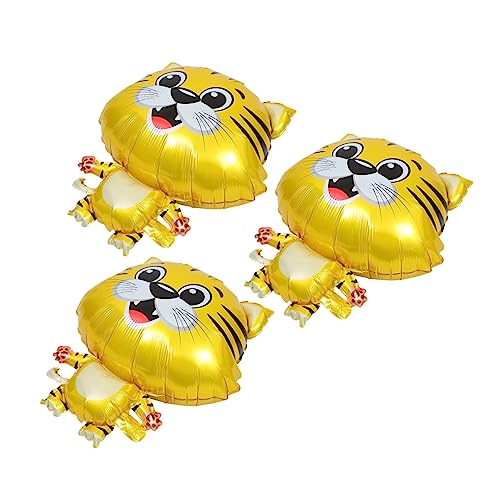 BESTonZON 3st Tiger-ballon Chinesische Partydekorationen Tigerkopfballon Dschungeltier-partyballon Ballons Für Ballontiere Wildtierballon Weihnachtsballons Partyballons Aluminiumfolie Golden von BESTonZON