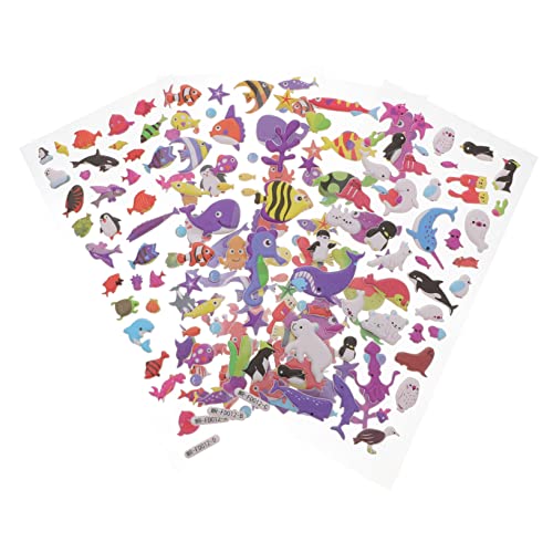 BESTonZON 4 Blatt Meerestier PVC Aufkleber Für Selbstklebende Cartoon Blasen Sticker Bunten Ozeanmotiven Ideal Für Bastelprojekte Scrapbooking Und Geschenkdeko Für von BESTonZON