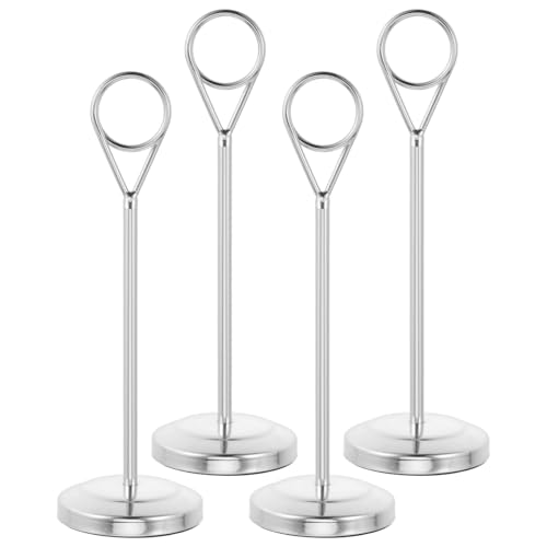 BESTonZON 4 Pcs 5. 9 Zoll Edelstahl Tischnummer Halter Memo Note Karten Stehen Für Hochzeits Geburtstagsfeier Mittelstücke Silber von BESTonZON