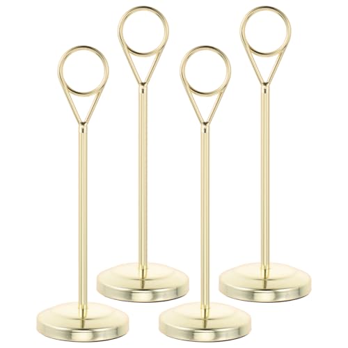 BESTonZON 4 Pcs 5. 9 Zoll Edelstahl Tischnummer Halter Memo Notizkarten Stehen Für Hochzeits Geburtstagsfeier Mittelstücke Golden von BESTonZON