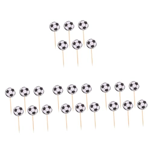 BESTonZON 4 Sätze Fußball-kucheneinsatz Fußball-kuchendekoration Fußball-partyzubehör Cupcake Dekoration Fußball Von Elegante Kuchende Dessert-topper Cupcake-topper Papier 60 Stück * 4 von BESTonZON