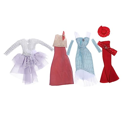 BESTonZON 4 Sätze Puppenkleidung Kinderkostüme Kinderkleid Puppen für Puppenhaus Mini-Spielzeug Puppenzubehör Puppen Kleidung Puppenabendkleid Kleidung für Puppe Puppen-Outfit Plastik von BESTonZON