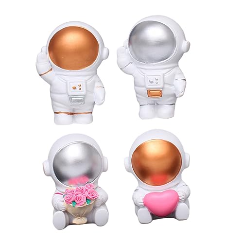 BESTonZON 4 Stück Astronauten-ornamente Süßes Astronautenmodell Mini-spielzeug Weltraumbezogenes Spielzeug Astronauten-cupcake-topper Krippenschmuck Für Kinder Mini-astronautenfiguren Harz von BESTonZON