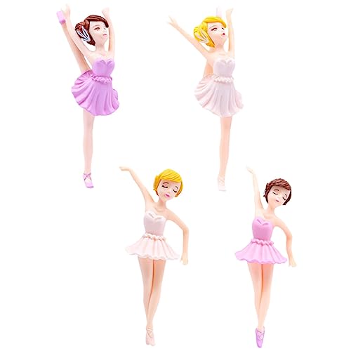 BESTonZON 4 Stück Ballerina-mädchen Kuchen Dekoratives Accessoire Dekoration Hochzeitstorte Topper Mädchenfiguren Dessert-topper Ballettmädchen-statue Miniaturfiguren Puppe Tänzer Rosa Pvc von BESTonZON