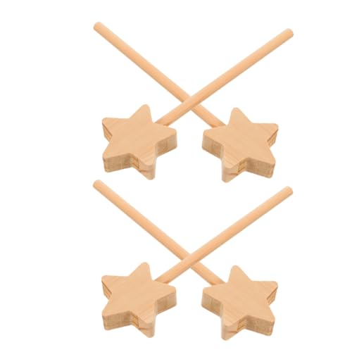 BESTonZON 4 Stück Feenstab Aus Holz DIY-zauberstäbe Für Kinder Sternzahnstocher Für Vorspeisen DIY Feenstab Für Party Zauberstäbe Für Kinder Aus Holz Sterne Zahnstocher Malstab Hölzern Beige von BESTonZON