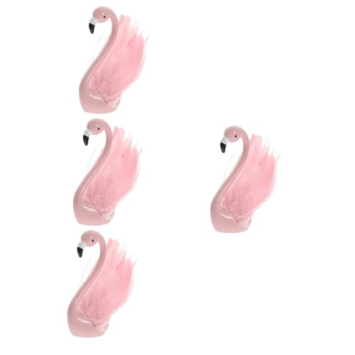 BESTonZON 4 Stück Flamingo-Ornamente Flamingo Gartenverzierung Flamingo-Vase Flamingo-Kuchenaufsatz Figur Schwimmbad Flamingo-Desktop- Desktop-Flamingo für zu Hause Feder Rosa von BESTonZON