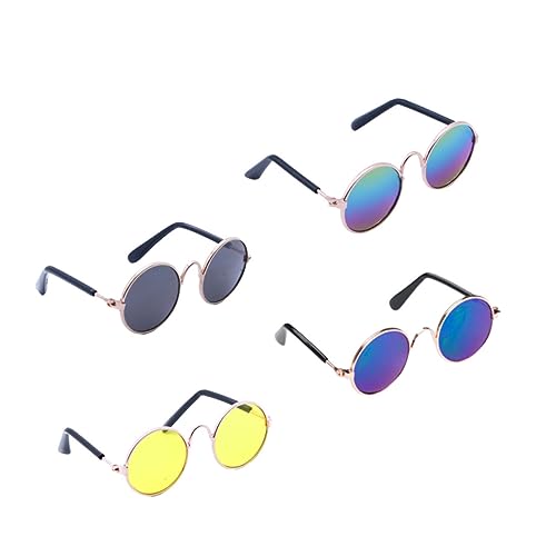 BESTonZON 4 Stück Haustier Brille Hundebrillen Puppe Sonnenbrille Puppe Gläser Coole Tierbrille Mini-Sonnenbrille Für Puppe Brille Für Puppenhaustier Puppenbrille Haustierbrille von BESTonZON