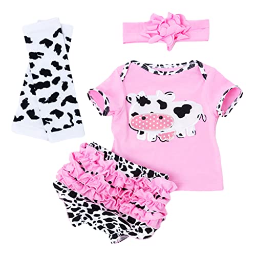 BESTonZON 4 Stück Kuhpuppenkleidung Babys Puppen Accessoires für Mädchen Puppen Kleidung für puppenkleidung Puppenoutfit-Zubehör Wiedergeborenes Puppen-Outfit Gekämmte Baumwolle Rosa von BESTonZON