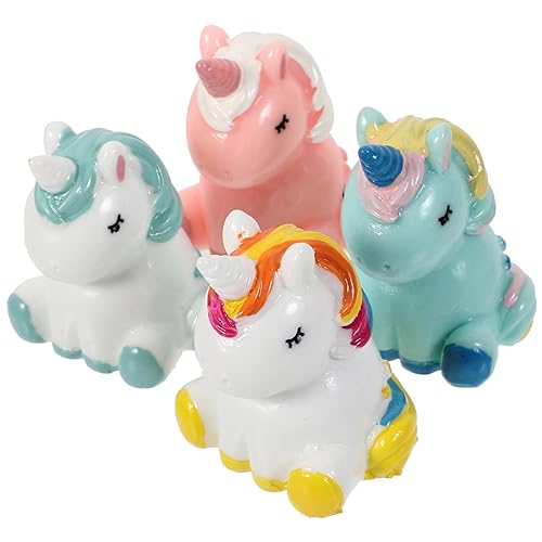 BESTonZON 4 Stück Mikrolandschaftsdekoration Miniatur-Einhornfiguren Dekoration Einhorn Feenhaftes Spielzeug Minikuchen Living Room Decoration wohnzimmerdeko winzige Verzierung Harzzubehör von BESTonZON