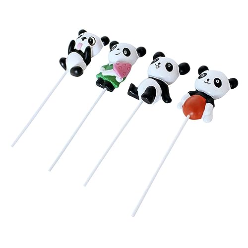 BESTonZON 4 Stück Pandas Plugin Hochzeit Cupcake Topper Figuren Kuchendekoration Kuchenfiguren Figuren Tiere Kuchenzubehör Panda Kuchen Geburtstag Kuchendeckel Schöne Kuchendeckel Harz von BESTonZON