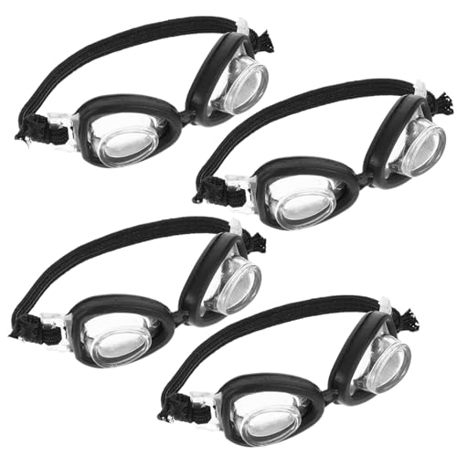 BESTonZON 4 Stück Puppe Mini-Schwimmbrille Schwimmbad Winzige Brille Puppe Verkleiden Zubehör Schutzbrille Für Puppe Mini-Puppen-Brille Winzige Gläser Black Plastik von BESTonZON