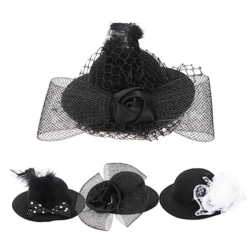 BESTonZON 4 Stück Puppe verkleiden Hut Heimwerken Hüte für die Teeparty Frauen Hut Bucket Hat Frauen Puppenhut-Bastelset Puppenhut-Party Minihüte zum Basteln Bastelhüte für Teepartys Stoff von BESTonZON