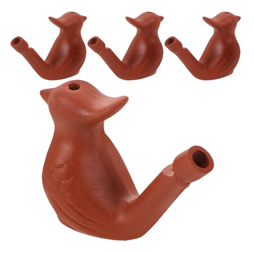 BESTonZON 4 Stück Sand-Wasservogelpfeife für outdoor Vogelpfeifen für den Außenbereich Pfeifen für Geburtstagsgeschenke Zisha-Keramik Light Brown von BESTonZON