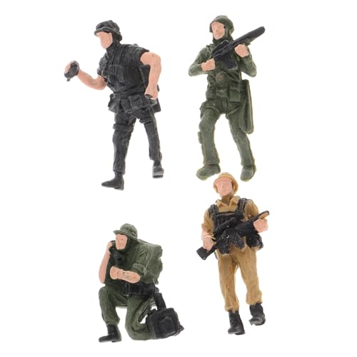 BESTonZON 4 Stück Soldatenmodell Miniatur-soldatenfiguren Tischdekorationen Aus Sand Minifigur Realistische Menschenfigur Soldatenfiguren Aus Kunststoff Sandtisch Menschen Modell Plastik von BESTonZON