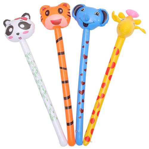 BESTonZON 4 Stück Tierkopf Aufblasbares Giraffenspielzeug Aufblasbarer Tierstab Aufblasbares Zum Aufsitzen Glühstab Aufblasbarer Stock Schlauchboote Für Feste Ballon Pvc von BESTonZON