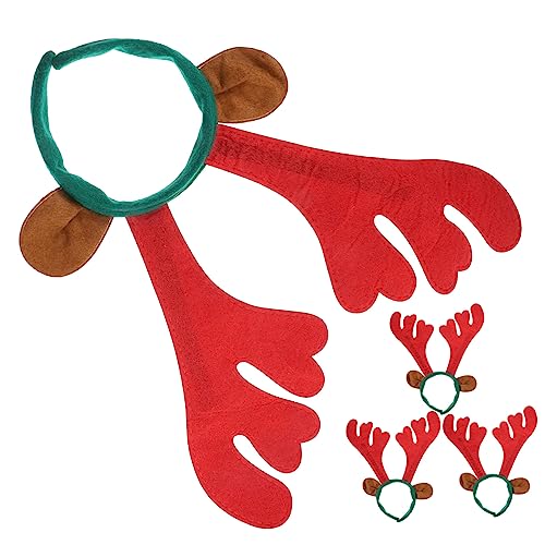 BESTonZON 4 Stück Weihnachtsgeweih Stirnband Weihnachtsbaumkostüm Rentier-stirnband Geweih Weihnachten Hundegeweih Halloween-stirnband Für Frauen Weihnachtsoutfit Für Hunde Kunststoff Rot von BESTonZON