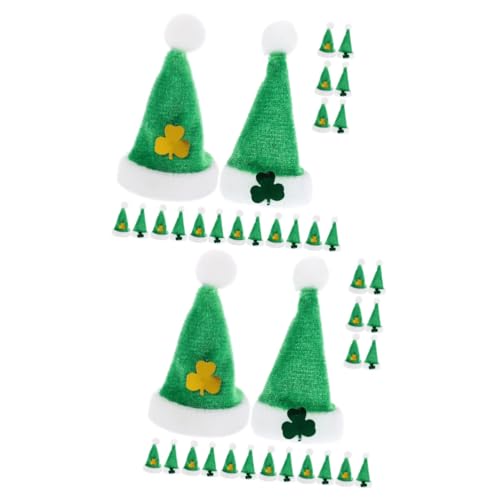 BESTonZON 40 Stück Mini Pom Pom Mütze Mini Mütze Puppenhut Verzierungen DIY Bastelmützen Requisite Puppenhut Dekorationen Kappen Kleiner Hut Patricks Day Dekorationen von BESTonZON