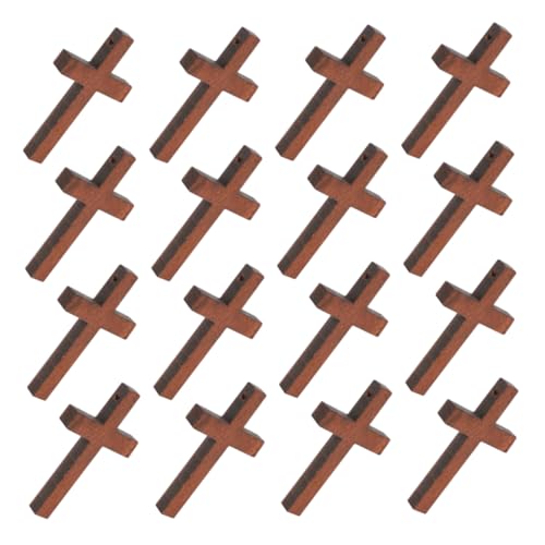 BESTonZON 40St Kreuz Anhänger Kreuze für die Schmuckherstellung kleine Kreuzornamente Makramee-Perlen kreuzen Mini Holzkreuze Holzschmuck Kreuze Wandkreuze gesegnetes Kreuzdekor Light Brown von BESTonZON