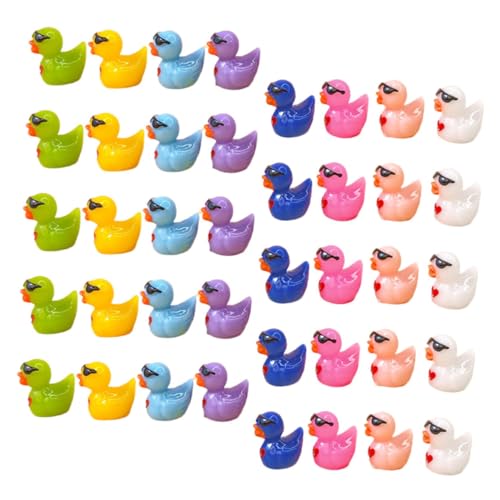 BESTonZON 40St Mini-Ente Mikro-Landschaftsente Mikrolandschaftstiere Bunte Miniatur-Mikro-Feenenten Enten-Cupcake-Topper Frösche für Ente Miniaturfiguren Harz Mini von BESTonZON