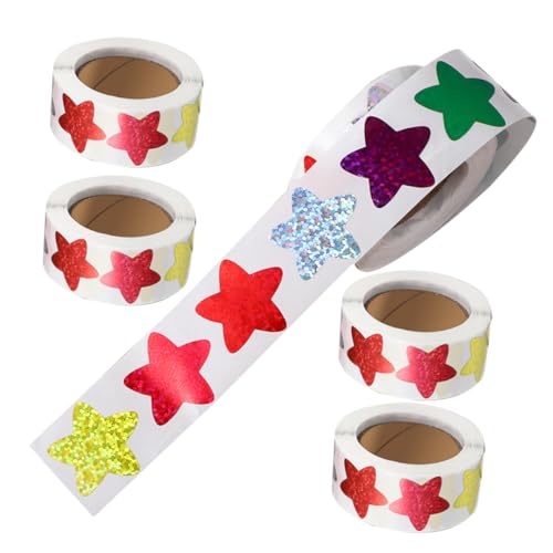 BESTonZON 5 Rollen Stern klebesticker Stickers Aufkleber Motivationsaufkleber für Kinder Sticker Heft für Kinder inspirierende Aufkleber Belohnungsaufkleber für Erwachsene Papier von BESTonZON