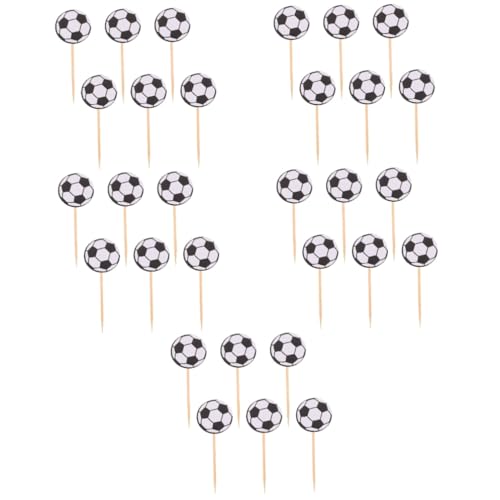 BESTonZON 5 Sätze Fußball-kucheneinsatz Fußball-kuchendekoration Fußball-partyzubehör Fußball-design Kuchen Dekoration Dekorative Kuchenverzierungen Kuchen Cupcake Topper Papier 60 Stück * 5 von BESTonZON