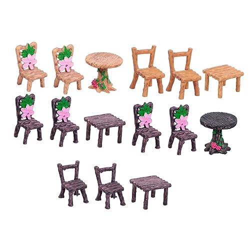 BESTonZON 5 Sätze Tisch und Stuhl Ornamente Feenfiguren Tischdekoration Mini-Möbelspielzeug Blumentopffiguren Mini-Actionfiguren für Kinder kindergeschenke Harzdekor Heimdekoration von BESTonZON