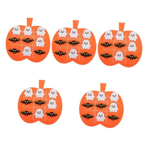 BESTonZON 5 Sets Halloween Filzmatte Kürbis Brettspiel Rätselspiel Spielzeug Halloween Tic Toe Filz Puzzlebrett Kinder Cartoon Kürbismatte Kinder Halloween Spielmatte von BESTonZON