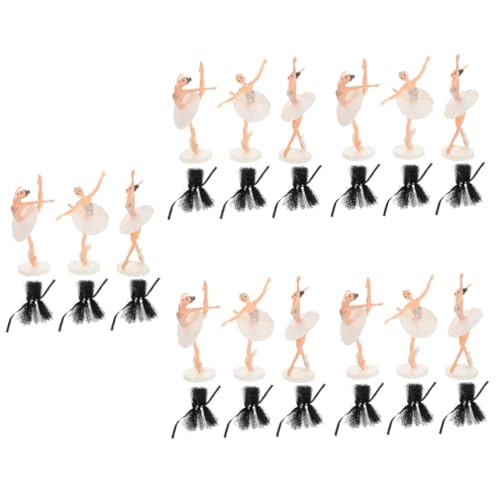 BESTonZON 5 Sets Miniatur Ballett Mädchen Ballett Happy Birthday Kuchenaufsatz Tutu Kuchendekoration Cupcake Topper Geburtstagsschild Mädchenfigur Tänzerin Geburtstagsgeschenk von BESTonZON