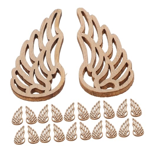 BESTonZON 50 Stück Engelsflügel-Chips Holzscheiben Weihnachts-Bastelbedarf Holz aushöhlen unvollendetes Holzhandwerk DIY Holzornamente Flügelausschnitte Flügelspäne hölzern Light Brown von BESTonZON