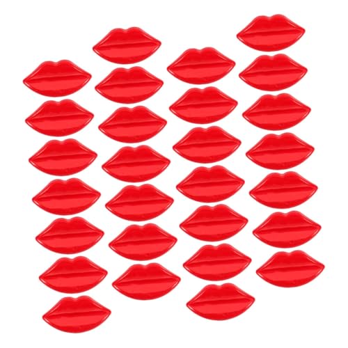 BESTonZON 50 Stück Puppengesichtszüge Zubehör DIY Kleidung Knöpfe Handgefertigte Bastelknöpfe Lippendekor Nähknöpfe Anzug DIY Knopf Kleidung Ersatzknopf Lippenzubehör Rot Kunststoff von BESTonZON