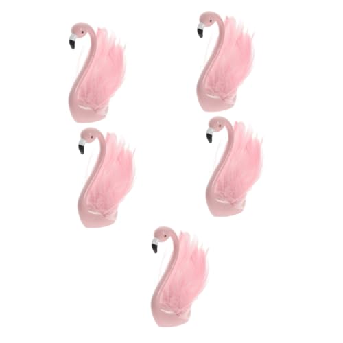 BESTonZON 5St Flamingo-Ornamente Flamingo Gartenverzierung Schwimmbad Flamingo-Vase Laternen Flamingo-Dekoration für den Außenbereich Desktop-Flamingo für zu Hause Flamingofiguren Feder Rosa von BESTonZON