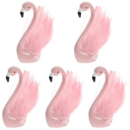 BESTonZON 5St Flamingo-Ornamente Flamingo-Kuchenaufsatz Flamingo-Kuchendekorationen Schwimmbad Figur Flamingo-Stütze Flamingo-Statue für den Desktop Flamingo-Modell Harz Rosa von BESTonZON