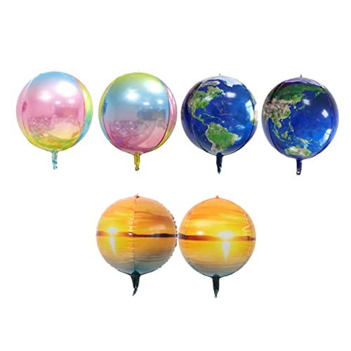 BESTonZON 6 Stück 4D Aluminiumfolienballon Aluminiumfolienballons Geburtstags Heliumballon Erdfolienballons Hochzeitsballons Planetenballon Fußballballons Erdballon Weltraum von BESTonZON