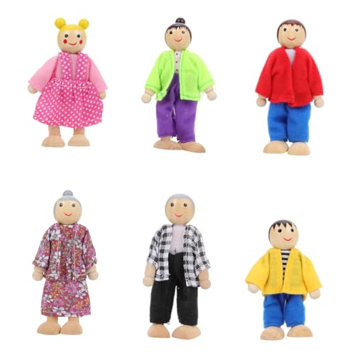 BESTonZON 6 Teiliges Holzfiguren Familienmodell Set Natürliche Puppenstuben Dekoration Für Miniatur Häuser DIY Familie Figurenspielzeug Aus Ideal Für Puppenhaus Zubehör von BESTonZON