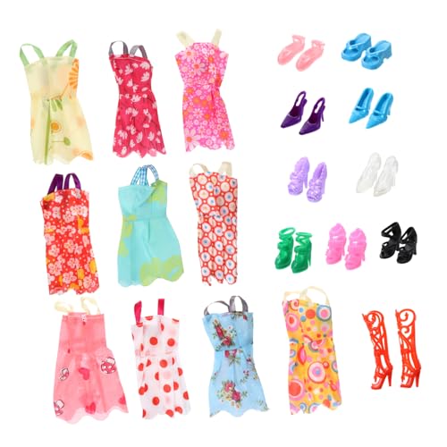 BESTonZON 60-teiliges Puppenkleid und Schuhe-Set für Kinder Zum Anziehen Spiel für Puppen Kleidung und Schuhe von BESTonZON