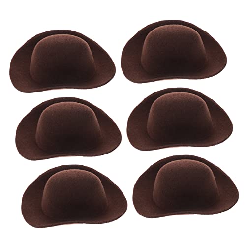 BESTonZON 6St Mini-Cowboyhut Hut für Minihauspuppe Mini-Hüte für Puppenhäuser Kleiner Cowgirlhut Kinder cowboyhut Mini cowboyhut kleine Hütchen zum Basteln Puppenhüte Stoff Light Brown von BESTonZON